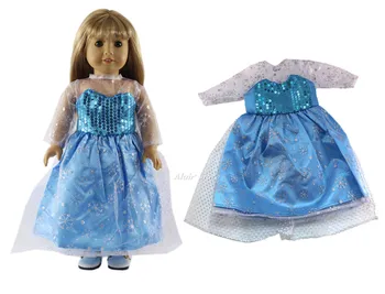 1 Takım Mavi Prenses Elbise Kıyafet oyuncak bebek giysileri için 18 inç oyuncak bebek giysileri A42