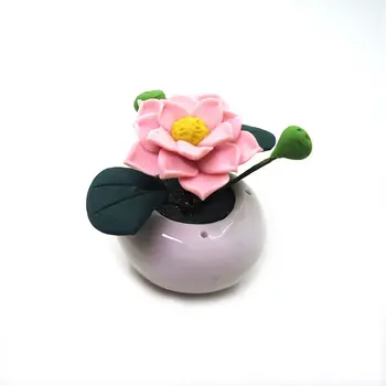1 Takım Oyuncak Aksesuarları Mini Mobilya Oyuncak Oyna Pretend Ev Çiçek Modeli Saksı Bitki Minyatür Asılı Pot Pembe Lotus