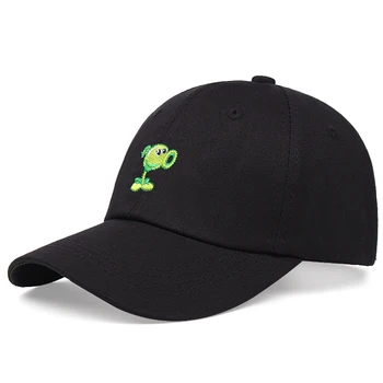 100 % Pamuk Peashooter beyzbol şapkası Snapback Kadın Erkek Nakış Anime Baba Şapka Dört Mevsim Açık güneşlikli kep