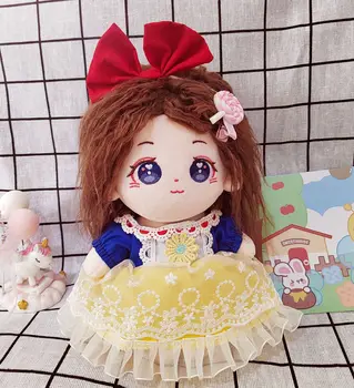2 adet oyuncak bebek giysileri 20cm Idol Bebek Bebek Bebek Güzel Kıyafet Yay bandı Prenses elbise doldurulmuş oyuncak Yıldız Bebek Aksesuarları