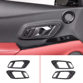 2019-22 Toyota GR Supra A90 gerçek karbon fiber araba styling araba kapı iç kol krom çerçeve sticker araba iç aksesuarları