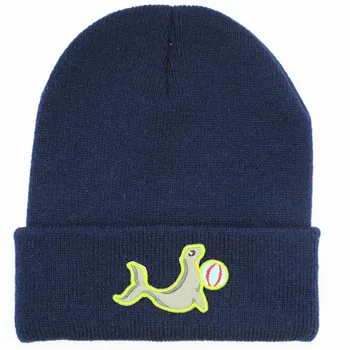 2020 Pamuk Deniz Aslanı Hayvan Nakış Kalınlaşmak Örme Şapka Kış sıcak Şapka Skullies Kap Bere Şapka Erkekler ve Kadınlar için 392