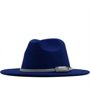 2020 Yeni Satış Kadın Erkek Yün Keçe Fötr Şapkalar Kemer Dekor Retro Melon Şapka Panama Tarzı Caz fötr şapkalar 56-61cm