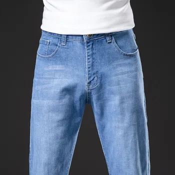 2021 Sonbahar Yeni erkek Düzenli Fit Klasik İş Kot Yüksek Kalite Moda Rahat Streç Kot Pantolon Erkek Marka
