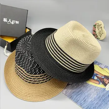 2022 yazlık şapkalar şerit patchwork fedora şapka erkekler güneş şapkaları kadınlar için şapkalar güneş şapkaları kadınlar popüler serin güzel güzel kadın şapka