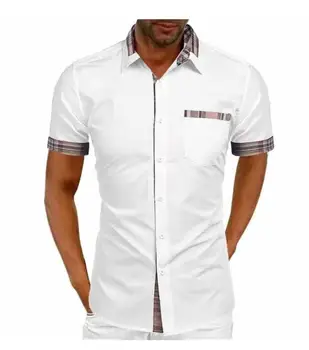 2022 Yeni erkek Sosyal Gömlek İlkbahar Yaz Rahat Ekose Dikiş Uzun kollu Tek Göğüslü Yaka Moda Gömlek Erkek Üstleri