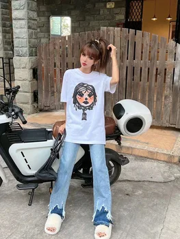 2022 Yeni Karikatür Baskı Kadın kısa kollu tişört kadın Dip Gömlek Üst Grafik Tee
