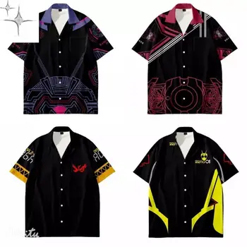 2022Kamen Binici 3D Baskı Unisex Gömlek Kadın / Erkek Rahat Yaz Kısa Kollu Serin Gevşek Düğme Streetwear Anime Kıyafetler 6XL