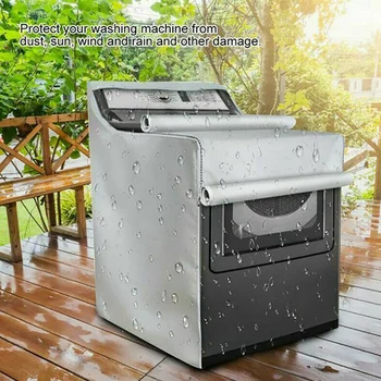 2X çamaşır makinesi kılıfı Çamaşır Kurutma Makinesi Korumak Toz Geçirmez Su Geçirmez Güneş Koruyucu Kapak-Gümüş
