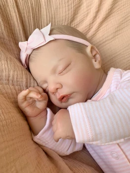 49CM Yenidoğan Bebek Boyutu Gerçekçi Yeniden Doğmuş Bebek Uyku Sam El Boyalı 3D Cilt Görünür Damarlar ile Sanat Bebek