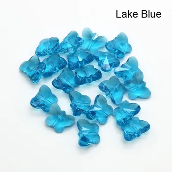 50 adet / grup 12x14mm Küçük Göl Mavi Kelebek Kristal Boncuk El Yapımı Bilezik Dıy Boncuk Takı Yapımı İçin Kristal Gevşek Boncuk