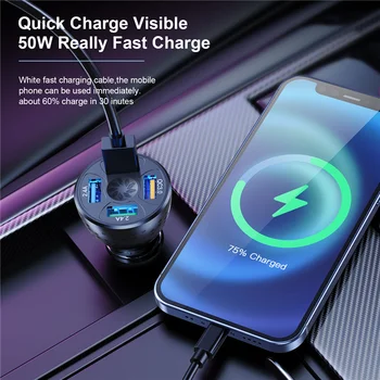 50W Hızlı Şarj 4 Port USB araç Şarj cihazı QC3. 0 4.0 Mini iPhone için Hızlı Şarj 13 12 11 Xiaomi Huawei Samsung Telefon Şarj Cihazı