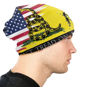 Amerikan Gadsden Bayrağı Bana Basmayın Çıngırak Yılan Kap Hip Hop Sokak Skullies bere Erkek Çift kullanımlı Kaput Örgü Şapkalar