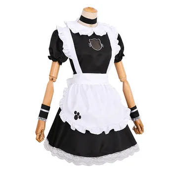 Anime Kıyafet cosplay hizmetçi restoran hizmetçi kedi kadın kostümü anime kostüm hizmetçi kostümü Güzel Kawaii Midi Elbise Elbise