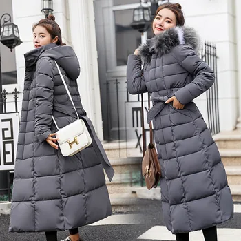 Aşağı Pamuklu kadın Uzun 2022 kışlık kıyafet Yeni Kore Versiyonu Moda İnce Diz Yastıklı Kış Ceket Ceket