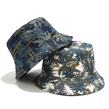 Balıkçı Şapka Tropikal Muz Ağacı Baskı Pamuk Moda Çift Taraflı Aşınma Şapka Bahar ve Yaz Güneş Gölge XİN Nakliye