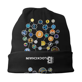 Blockchain BitCoin Ethereum Cryptocurrency Skullies Beanies Dogecoin Btc Şapka Kayak Erkekler Kap Yetişkin Bahar Başkanı Wrap Bonnet Örgü Şapka