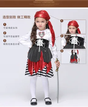 Cadılar bayramı Korsan Kostümleri Cosplay noel hediyesi Korsan Konfeksiyon Çocuklar Parti Anime Soyguncu Performans çocuk giyim Seti