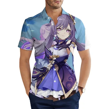 CLOOCL Moda erkek gömleği Popüler Oyun Genshin Darbe 3D Baskılı Casual Gömlek Plaj Üstleri Hip Hop Streetshirt Erkek Giyim