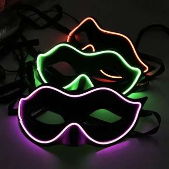 Cosmask Cadılar Bayramı El Işıltı Maskesi PVC Maske Neon Yanıp sönen Dans, DJ,Parti Maskesi İçin Maske Parlak Klasik LED