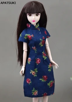 El yapımı Elbise Barbie Bebekler Cheongsam Çince Geleneksel Elbise Çiçek Qipao Benzersiz Abiye 1/6 Bebek Aksesuarları