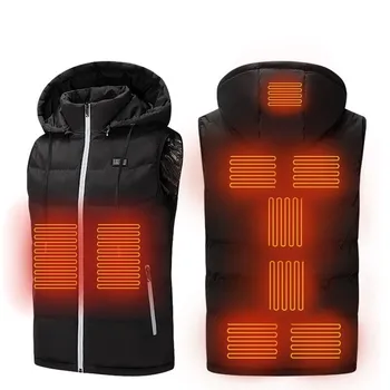 Erkek kadın kış açık USB elektrikli ısıtma yelek giyim avcılık sıcak spor ısıtmalı ceketler Coat kapşonlu termal ısıtılabilir yelekler