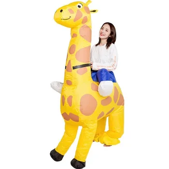 Eğlenceler Kadar 4 Bacaklar Zürafa Süslü Elbise Yetişkin Sürme Darbe için şişme Zürafa Kostüm Kostüm Festivali Maskot