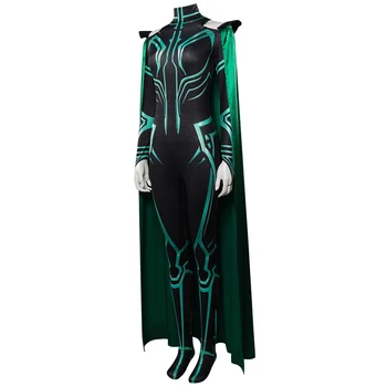 Film Thor Ragnarok Hela Cosplay Kostüm Tulumlar Pelerin Kıyafetler Cadılar Bayramı Karnaval Parti Elbise