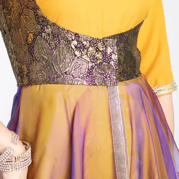 Hint Giyim Kadın Yetişkin Sarı Elbise Oryantal Dans Giyim Bollywood Dans Saree Takım Asya Klasik Dans Elbise DQL6064