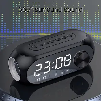 Hoparlör Popüler Surround Ses Efekti TF Kart Yuvası Bluetooth uyumlu Ses Kutusu Saat Çift Alarm Açık