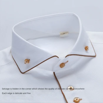 Iş Beyefendi Gömlek pamuklu uzun kollu tişört Windsor Yaka Fransız Düğme Beyaz Gömlek Erkekler