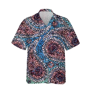 Jumeast 3d Renkli Girdap Mozaik Baskılı Hawaiian Vintage Gömlek Erkekler Geometrik Moda Kısa Kollu Gömlek Casual Streetwear 5XL