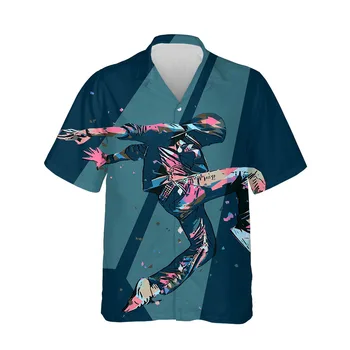 Jumeast Yeni 3D Yaz Erkek Gömlek Hip hop Giyim Erkek havai gömleği Kısa Kollu Moda Nefes Streetwear Casual Bluzlar