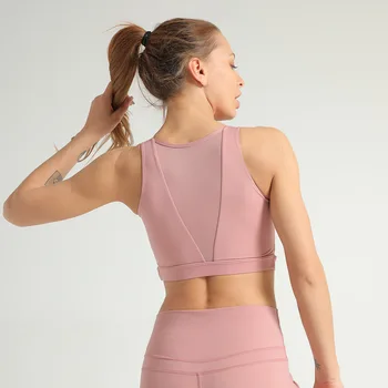 K Kablosuz Nefes yoga bluzu 2022 Yeni Kadın İlkbahar Yaz Örgü Spor Sutyeni Darbeye Dayanıklı Splice Spor Sutyeni