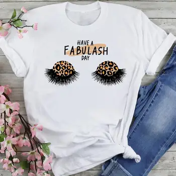 Kadın Tatlı Uyku Hayvan Sevimli Kirpik Karikatür Yaz Moda Güzel Giysiler Baskı Kısa Kollu Tees Tops Tshirt T-Shirt