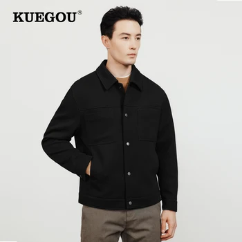 KUEGOU 2022 Sonbahar Siyah Rahat Ceket Erkekler Ve Mont Dış Giyim İçin Yeni Japon Streetwear Taktik Askeri Vintage Elbise 2188