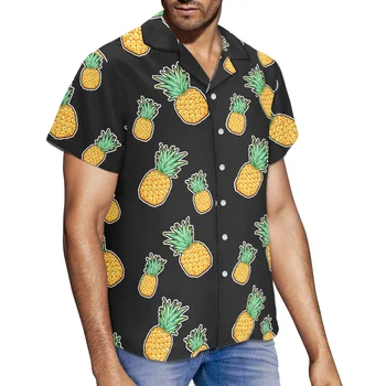 Meyve Tasarım Vintage Küba Kollu Gömlek Yaz Erkekler havai gömleği Moda Artı Boyutu Tek Göğüslü Üst 5xl İçin Uygun Plaj