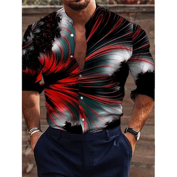 Moda Erkek Gömlek Büyük Boy Rahat Gömlek Uzun Kollu Üstleri erkek giyim Parti Hırka Bluzlar Yüksek Kaliteli Baskı Kollu Tarzı