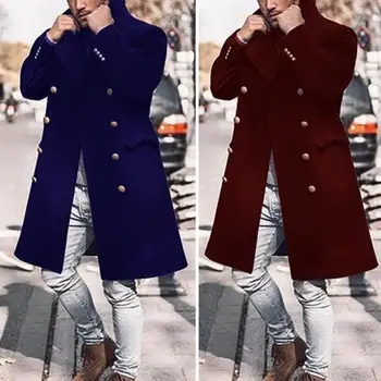Moda Erkek Trençkot Yıkanabilir Coldproof Cepler Trençkot Yaka Sonbahar Kış Erkek Rüzgarlık Günlük Giyim için