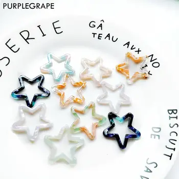 PURPLEGRAPE Japon ve Kore moda yıldız sınır akrilik mermer desen DIY el yapımı küpe kolye bir paket 6