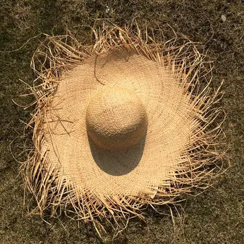 Ruhao yaz şapka El Yapımı Örgü 100 % Rafya güneş şapkaları Kadınlar İçin Büyük Ağız Hasır Şapka Açık Plaj Yaz Kapaklar Chapéu Feminino