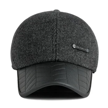 SILOQIN Yeni Kış erkek Sıcak Şapka Artı Kadife Soğuk Geçirmez Beyzbol Kapaklar Earmuffs Şapka Snapback Kap Ayarlanabilir Boyutu Siyah Kemik Kap