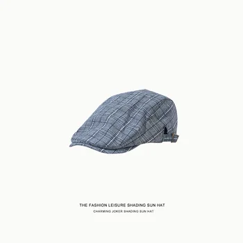 Sonbahar Erkekler Newsboy şapka Bereliler İngiliz Batı Tarzı Yün Gelişmiş Düz Kap Klasik Vintage Çizgili Bere