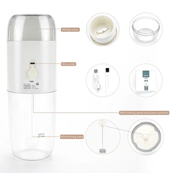 Taşınabilir USB Öğütülmüş Kahve süt köpürtücü Elektrikli Kahve Değirmeni Köpürtücü Makinesi Ev Karıştırma Fincan Milk Shake Karıştırıcı