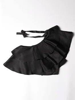 VGH Tatlı fırfır etekli Camiş Kadın Lace Up Yay Kapalı Omuz Patchwork Pembe Kısa Bluz 2022 Yaz moda giyim Yeni Stil