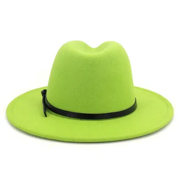 Vintage Kadınlar fötr şapkalar Yün Kış Açık Kap Geniş şapka siyah kuşak Keçe Panama Erkekler Caz Şapka Toptan YENİ MODA 2021