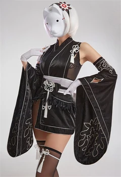 Vivi-Cos Oyunu NieR: Otomata 2b Kimono Cosplay Kostüm Serin Siyah Savaş Üniforma Unisex Aktivite Parti Rol Oynamak Cadılar Bayramı S-XL