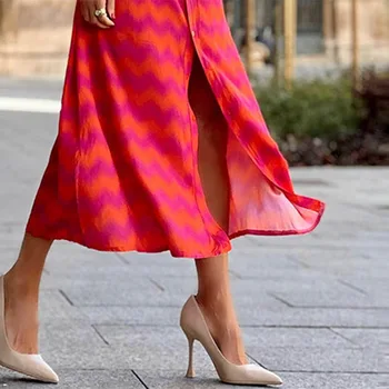 Wepbel Bohe Kadın Elbise Sonbahar Colorblock Bohemian Dantel-up Yüksek Bel Elbiseler Düz Renk Uzun Kollu Hırka Uzun Maxi Elbise