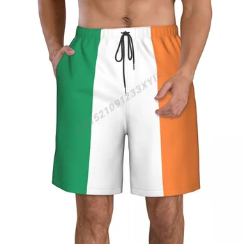 Yaz erkek İrlanda Bayrağı plaj pantolonları Şort Sörf M-2XL Polyester Mayo Koşu