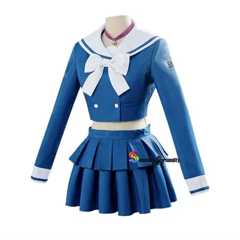 Yeni Anime Danganronpa Öldürme Chabashira Tenko Cosplay Kostümleri Kadın Mavi okul üniforması Kıyafet Elbise Denizci Elbisesi